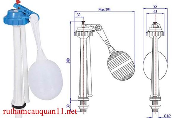 Cách chỉnh phao bồn cầu dạng pít- tông nhựa